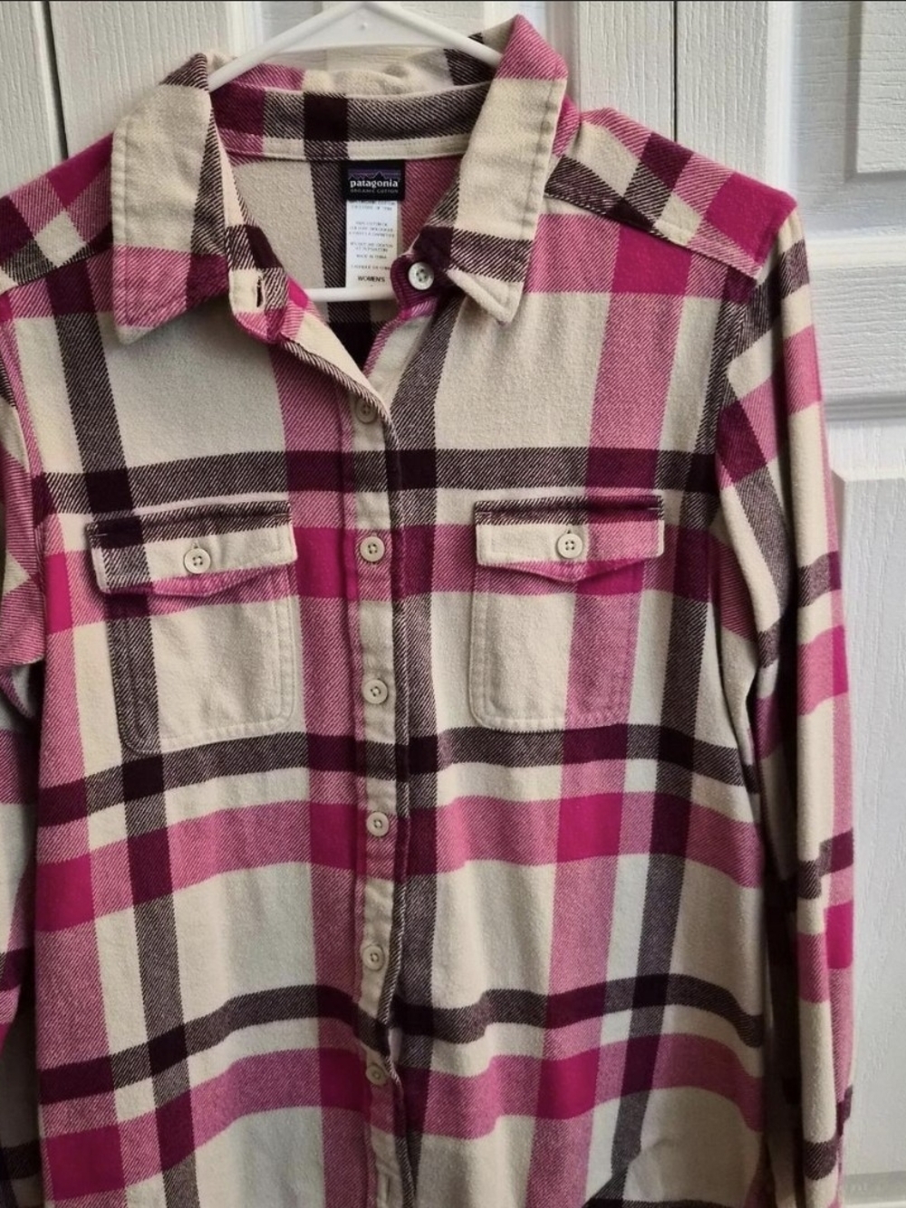 Patagonia Womens Pink Plaid Button-Front Shirt